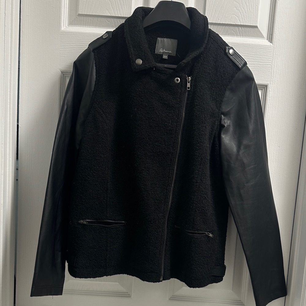 Reitmans Black Leather Sleeve Jacket